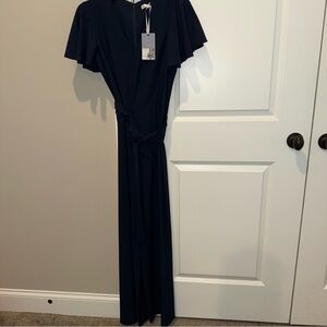NWT Preston & York Size 6 Navy Tie Jumpsuit